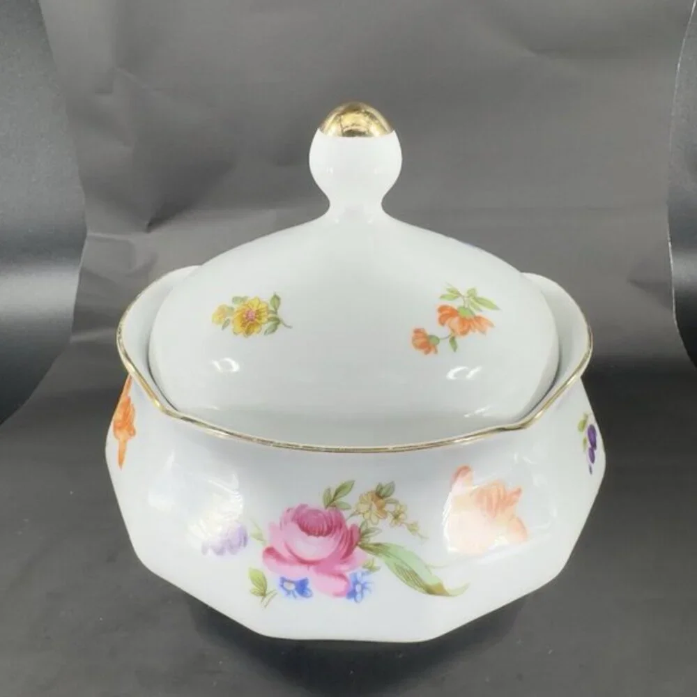 JL Menau Graf Von Henneberg Fine Porcelain Canister Jar Large‎ Sugar Bowl W Lid